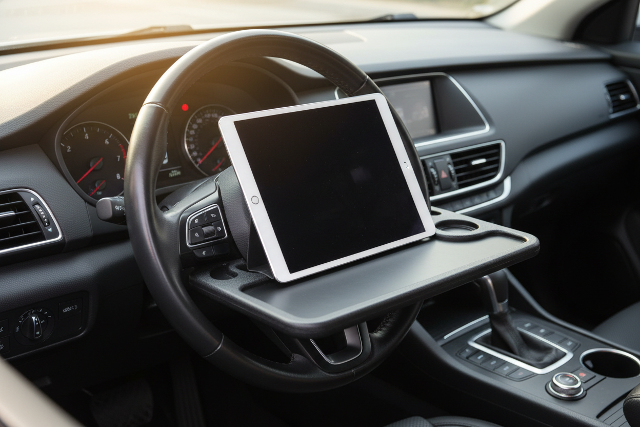 Steering Wheel Tray - In Car with Laptop